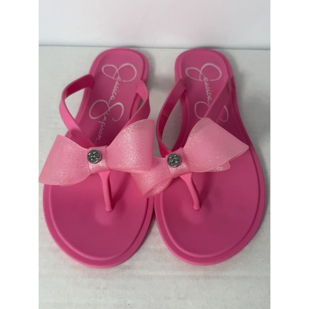 NWOT Jessica Simpson Sandals Kid's Size‎ 4 Pink Jelly Flip Flop Open Toe